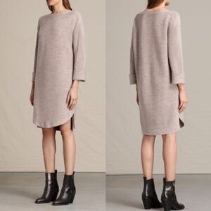 AllSaints Esia Oatmeal Merino Wool Pullover Dress
